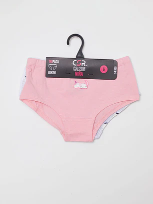 Calzón Tripack Print Niña Rosado Familyshop