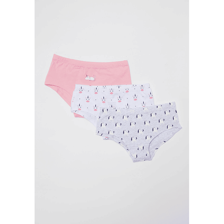Calzón Tripack Print Niña Rosado Familyshop 1