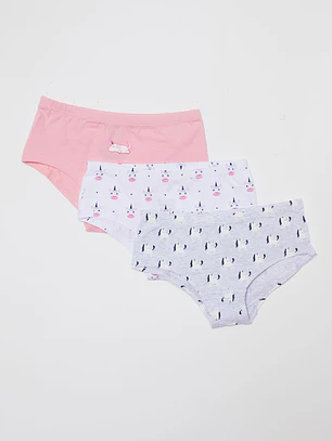 Calzón Tripack Print Niña Rosado Familyshop
