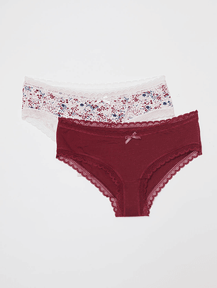 Calzón Bipack Encaje Mujer Blanco Familyshop