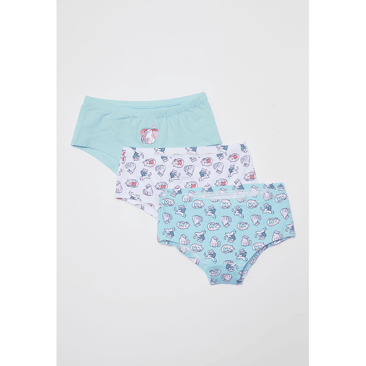 Calzón Tripack Liso Niña Celeste Familyshop 1