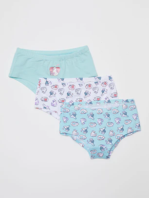 Calzón Tripack Liso Niña Celeste Familyshop