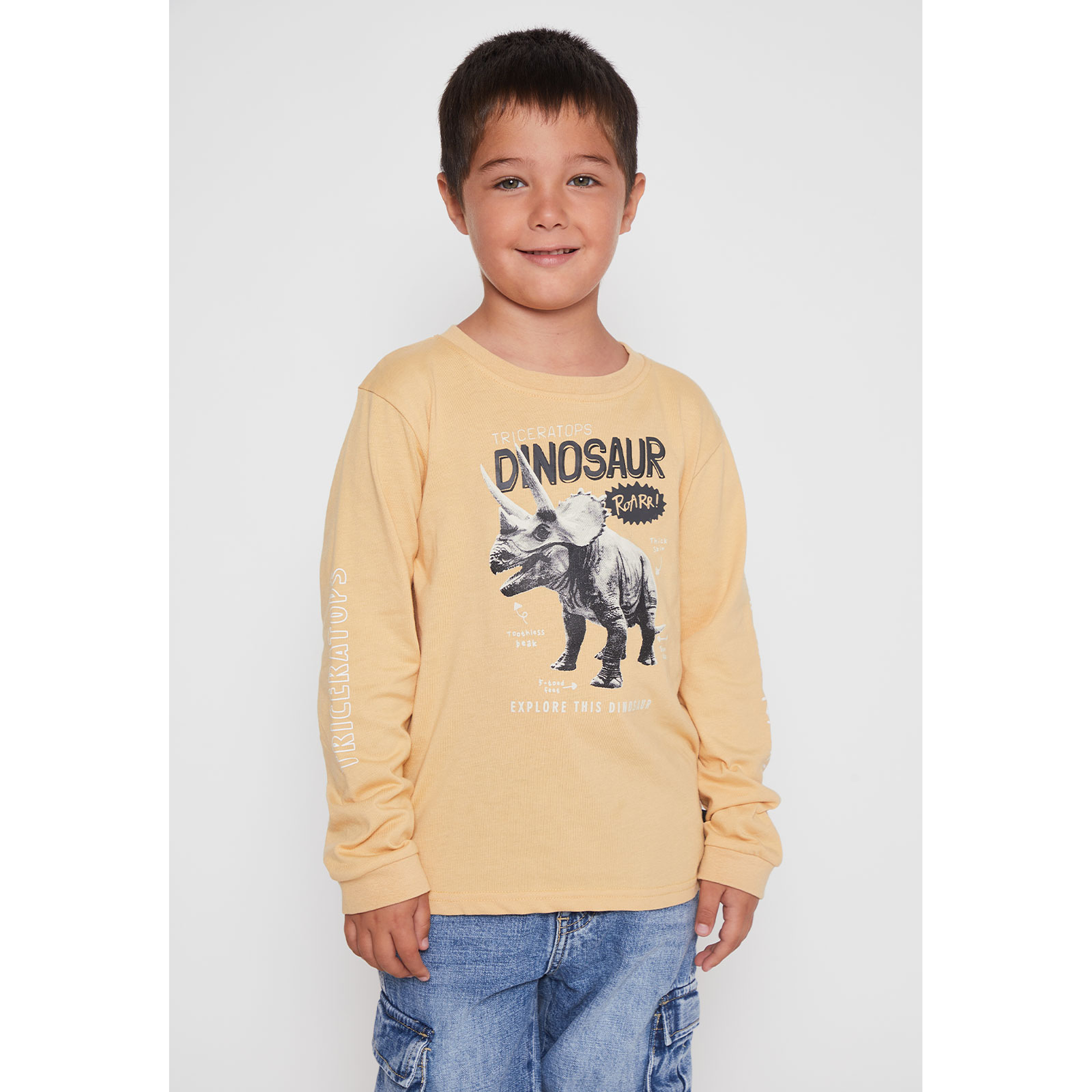 Polera Dino Niño Mostaza Familyshop 1