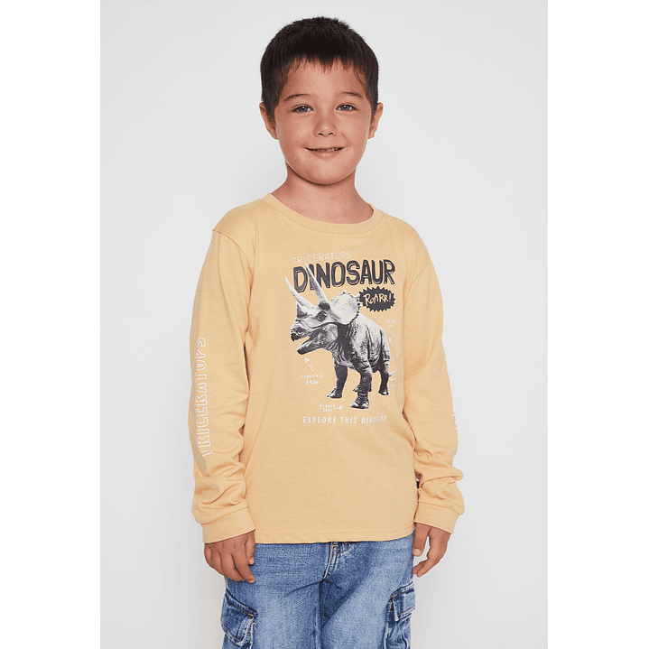 Polera Dino Niño Mostaza Familyshop 1