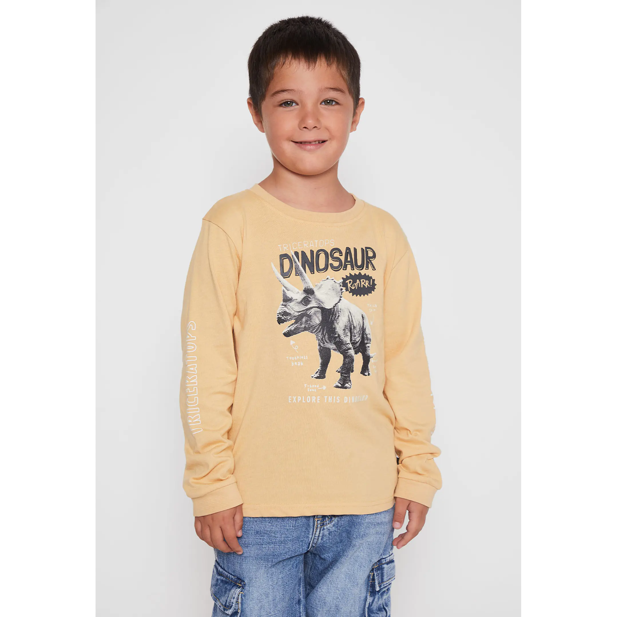 Polera Dino Niño Mostaza Familyshop 1