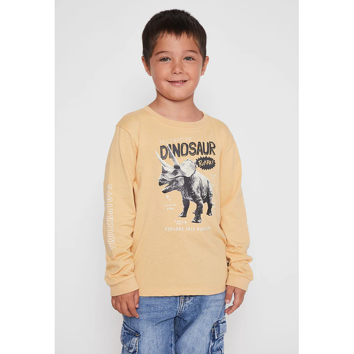 Polera Dino Niño Mostaza Familyshop 1