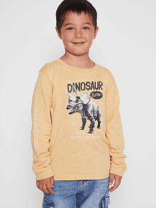 Polera Dino Niño Mostaza Familyshop