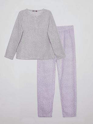 Pijama Polar Mujer Gris Familyshop