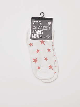 Calcetín Tripack Corto Mujer Blanco Familyshop