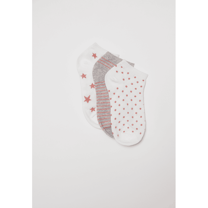 Calcetín Tripack Corto Mujer Blanco Familyshop 1