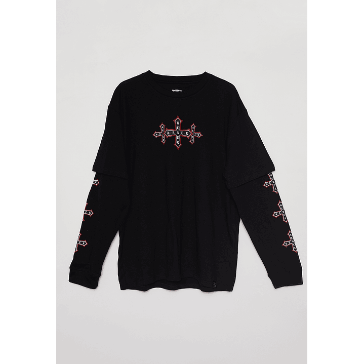 Polera Manga Larga Cruz Hombre Negro Familyshop 1