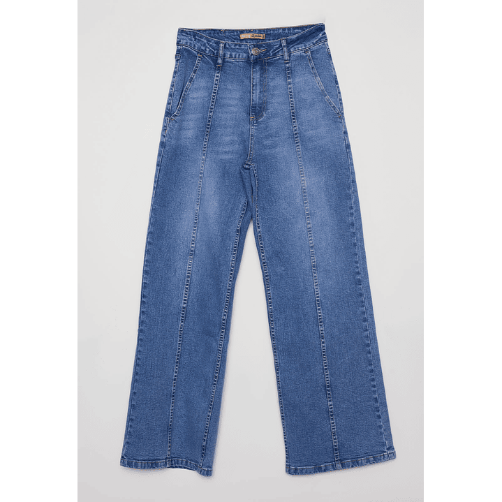 Jeans Wide Leg Costura Mujer Azul Familyshop 1