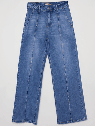 Jeans Wide Leg Costura Mujer Azul Familyshop