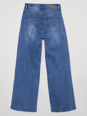 Jeans Wide Leg Costura Mujer Azul Familyshop