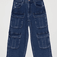Jeans Cargo Multibolsillo Niña Azul Familyshop - Miniatura 1