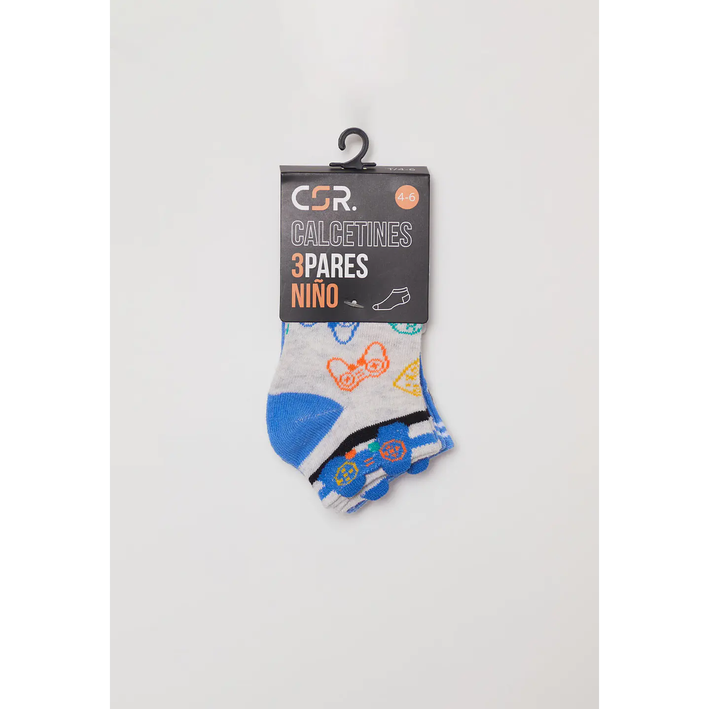 Calcetín Tripack Corto Gamer Niño Azul Familyshop 2