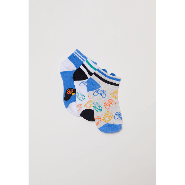 Calcetín Tripack Corto Print3 Niño Azul Familyshop 1