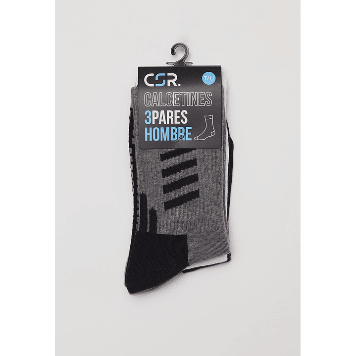 Calcetín Tripack Sport Diseño Hombre Gris Familyshop 2