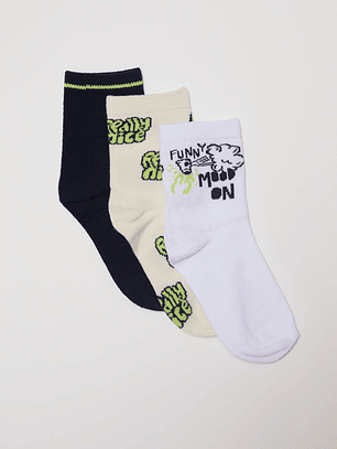 Calcetín Tripack Largo Niño Blanco Familyshop