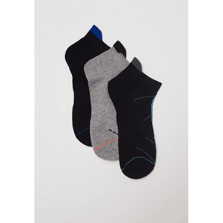 Calcetín Tripack Sport Diseños Hombre Gris Familyshop 1