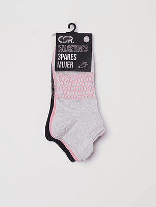 Calcetín Tripack Sport Mujer Rosado Familyshop