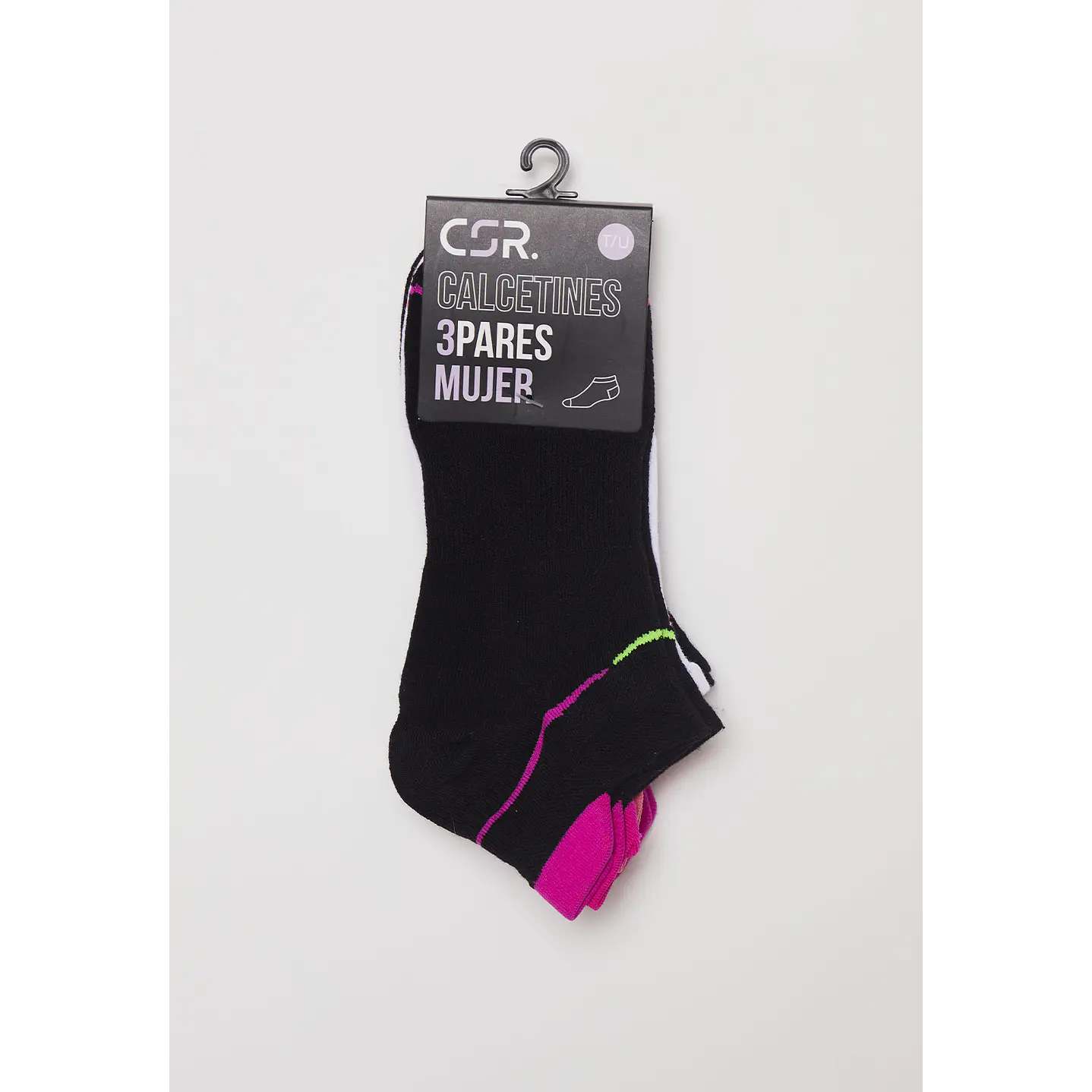 Calcetín Tripack Sport Diseño Mujer Negro Familyshop 2