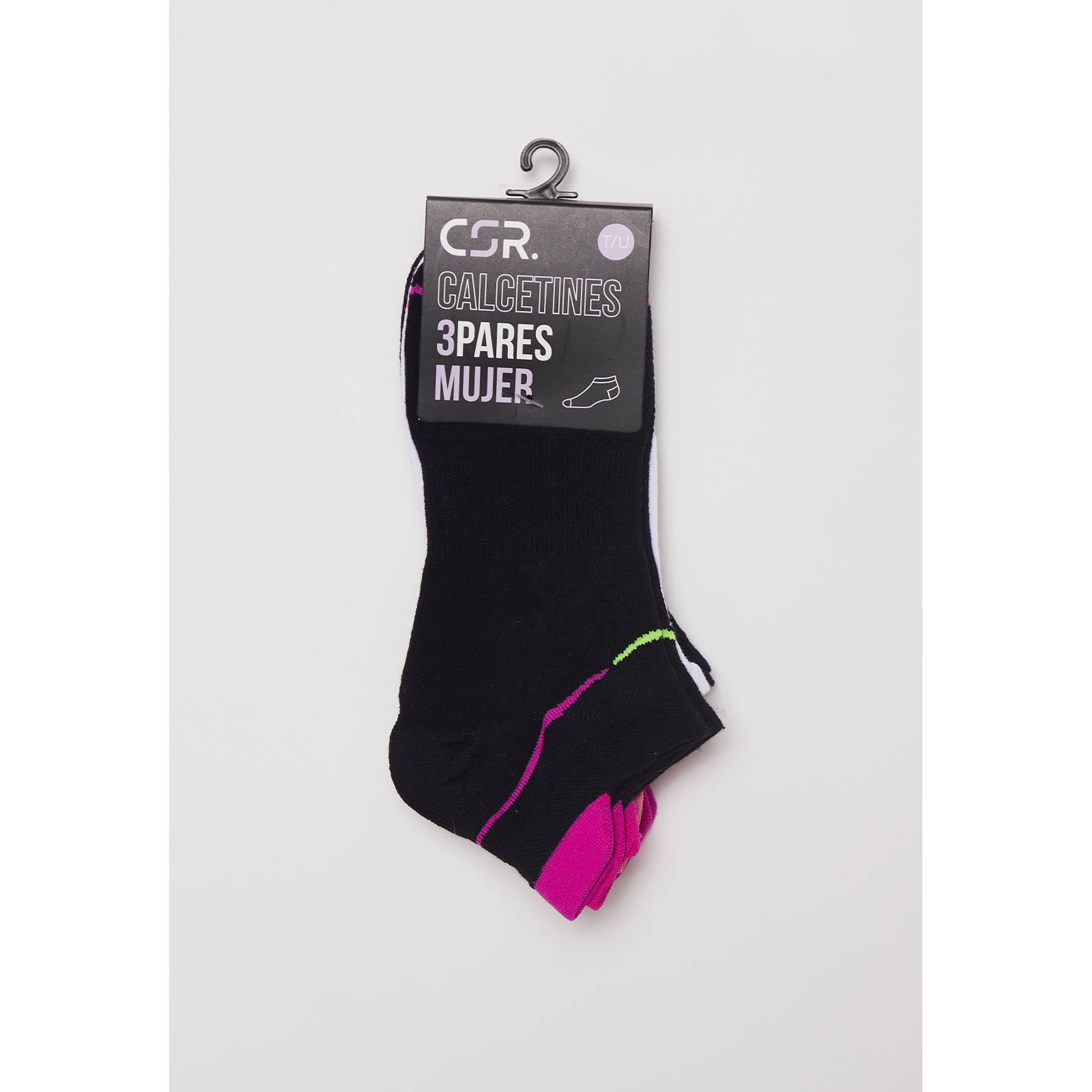 Calcetín Tripack Sport Diseño Mujer Negro Familyshop 2