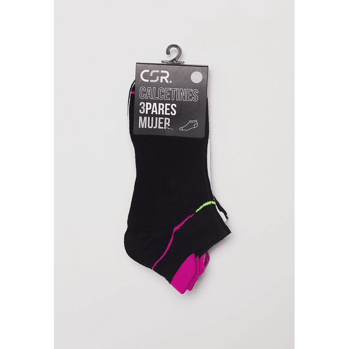 Calcetín Tripack Sport Diseño Mujer Negro Familyshop 2