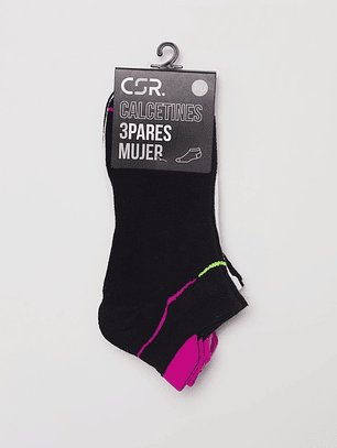 Calcetín Tripack Sport Diseño Mujer Negro Familyshop