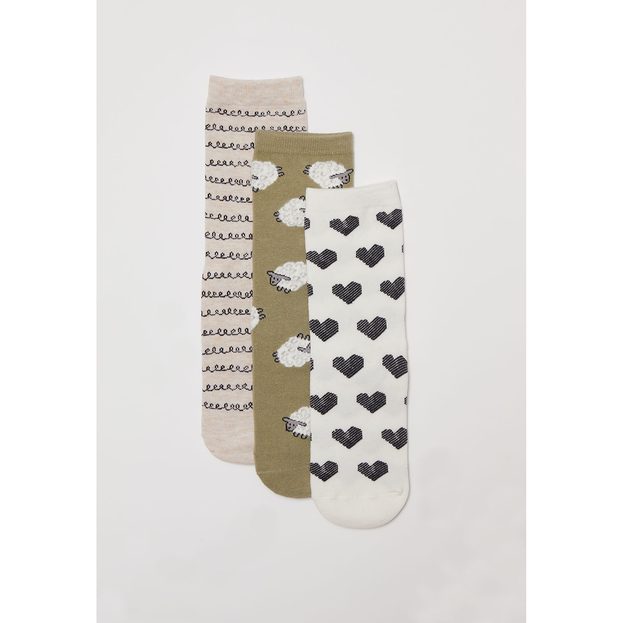 Calcetín Tripack Largo Mujer Oveja Blanco Familyshop 1