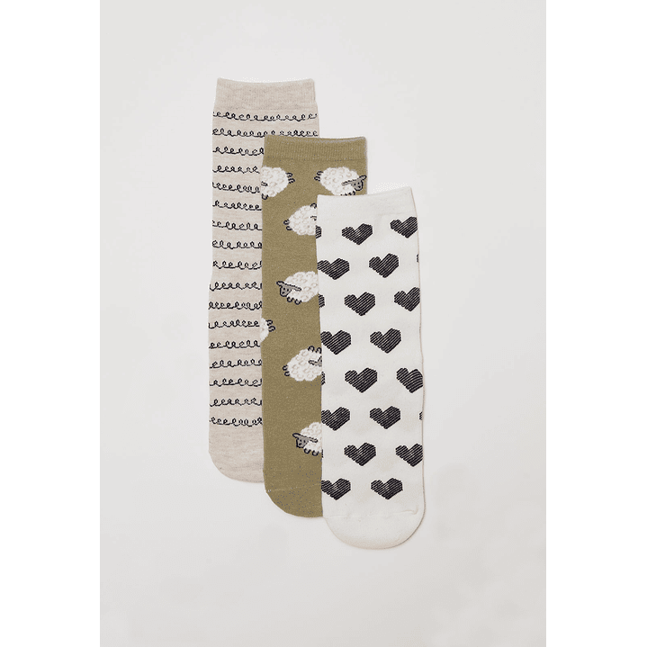 Calcetín Tripack Largo Mujer Oveja Blanco Familyshop 1