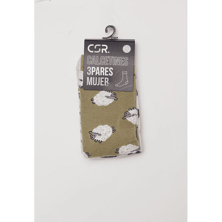 Calcetín Tripack Largo Mujer Oveja Blanco Familyshop 2