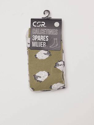 Calcetín Tripack Largo Mujer Oveja Blanco Familyshop