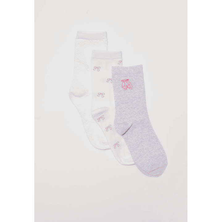 Calcetín Tripack Largo Mujer Blanco Familyshop 1