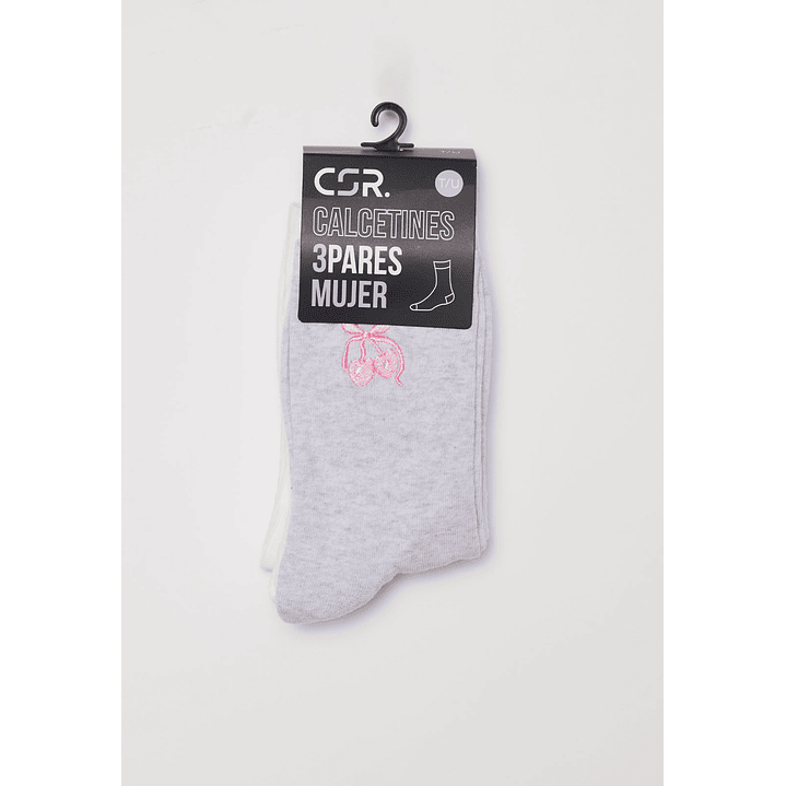 Calcetín Tripack Largo Mujer Blanco Familyshop 2