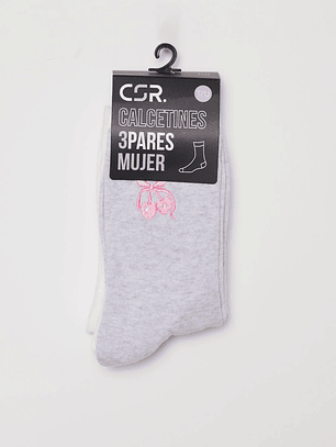 Calcetín Tripack Largo Mujer Blanco Familyshop