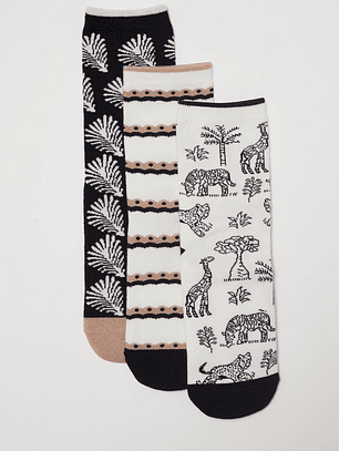 Calcetín Tripack Largo Mujer Safari Blanco Familyshop