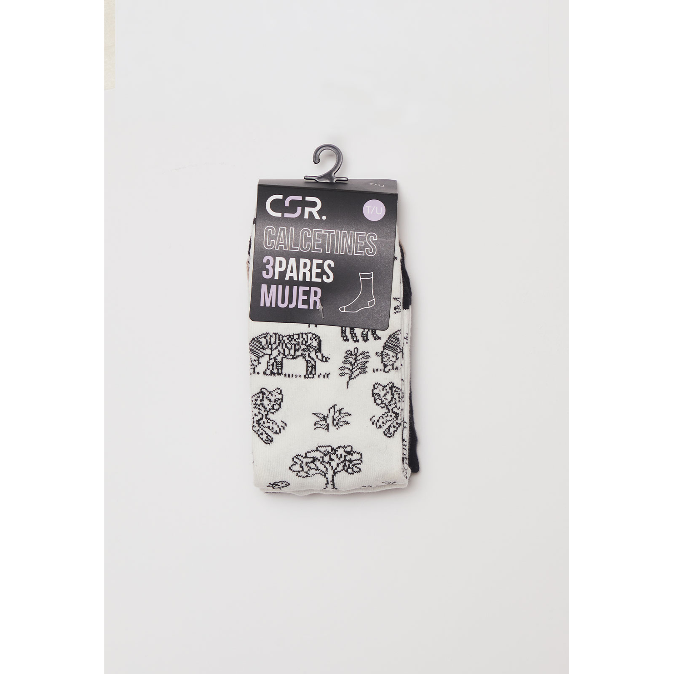 Calcetín Tripack Largo Mujer Safari Blanco Familyshop 2