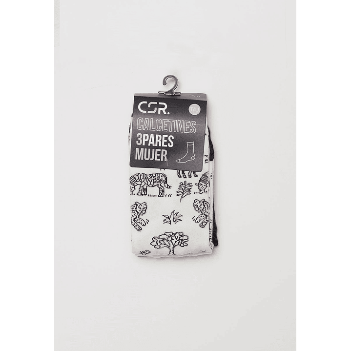 Calcetín Tripack Largo Mujer Safari Blanco Familyshop 2