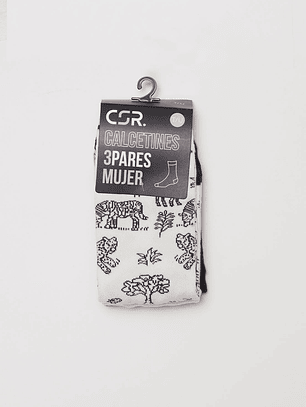 Calcetín Tripack Largo Mujer Safari Blanco Familyshop