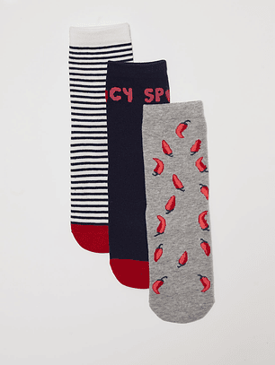 Calcetín Tripack Largo Spicy Mujer Negro Familyshop