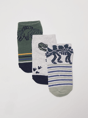 Calcetín Tripack Corto Niño Gris Familyshop