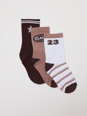 Calcetín Tripack Largo Niño Negro Familyshop