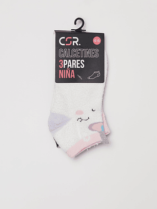 Calcetín Tripack Corto Niña Negro Familyshop