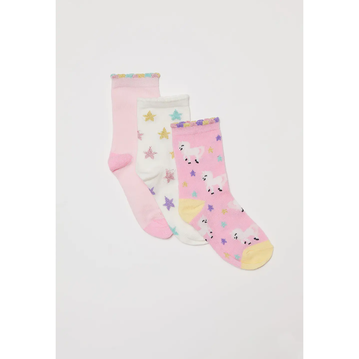 Calcetín Tripack Largo Niña Unicornio Rosado Familyshop 1