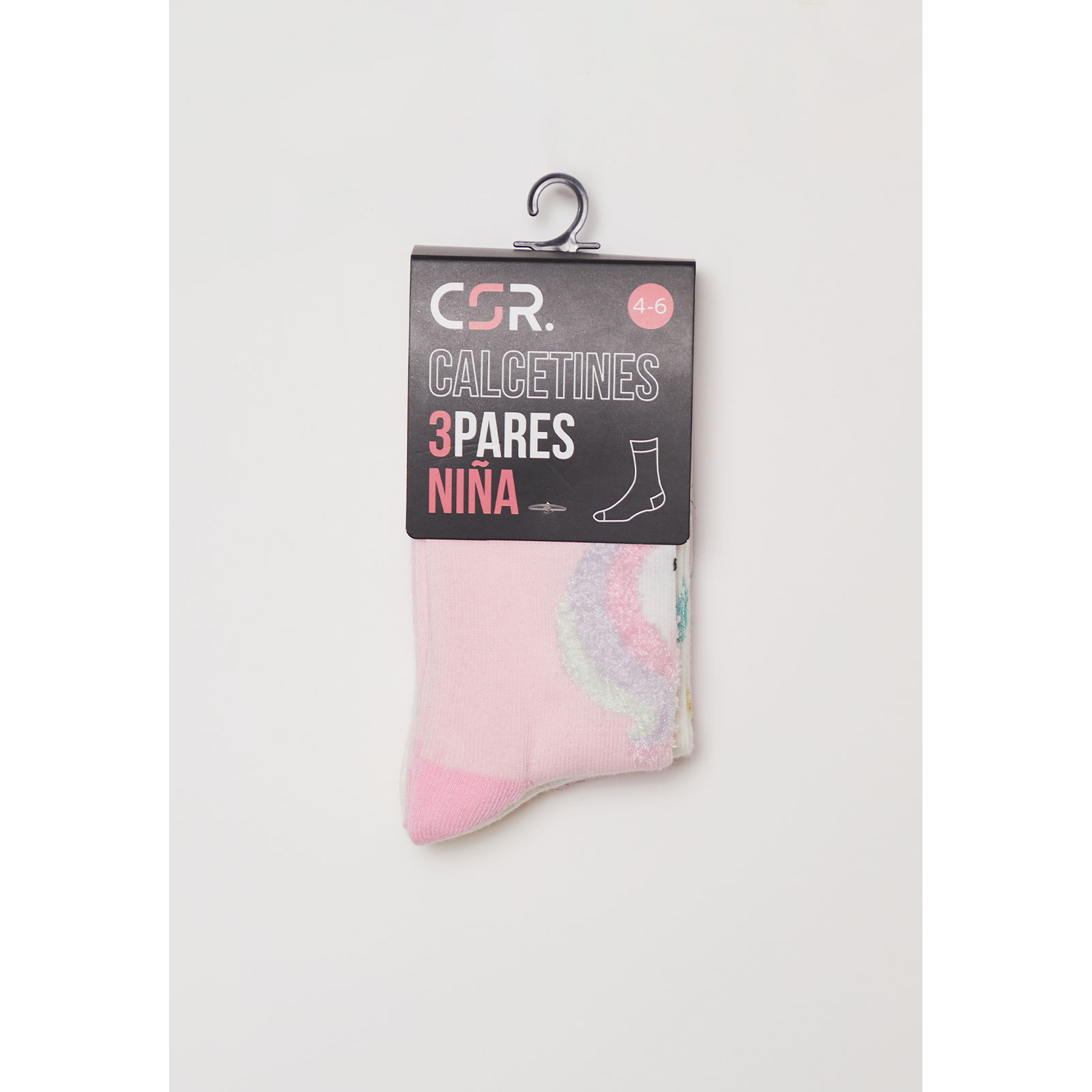 Calcetín Tripack Largo Niña Unicornio Rosado Familyshop 2