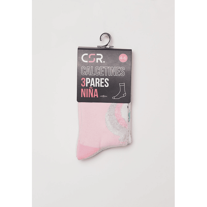 Calcetín Tripack Largo Niña Unicornio Rosado Familyshop 2