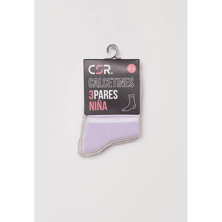 Calcetín Tripack Largo Niña Rosado Familyshop 2