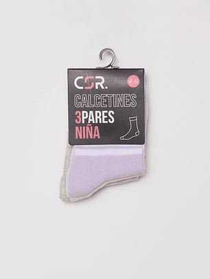 Calcetín Tripack Largo Niña Rosado Familyshop