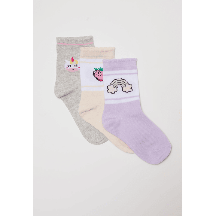 Calcetín Tripack Largo Niña Rosado Familyshop 1